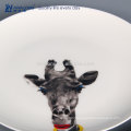 Animal Drawing Lovely Style Ceramic Dishes Plate, Bone China Tableware Wholesale From China